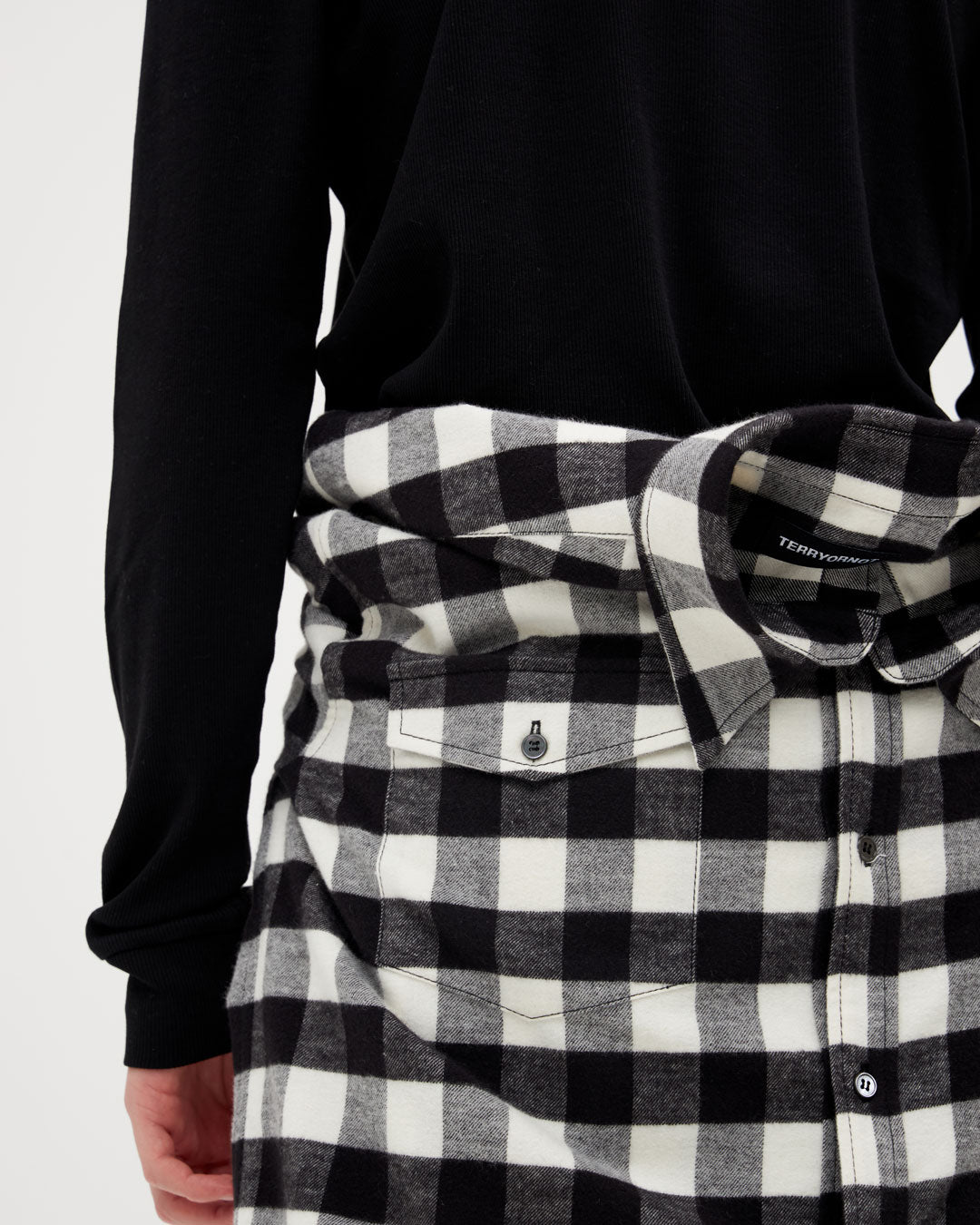 人気 好配色 RRL BLK×WHT FLANNEL SHIRT 白黒 Dapper White & Black Flannel Plaid Shirt – TERRY OR NOT